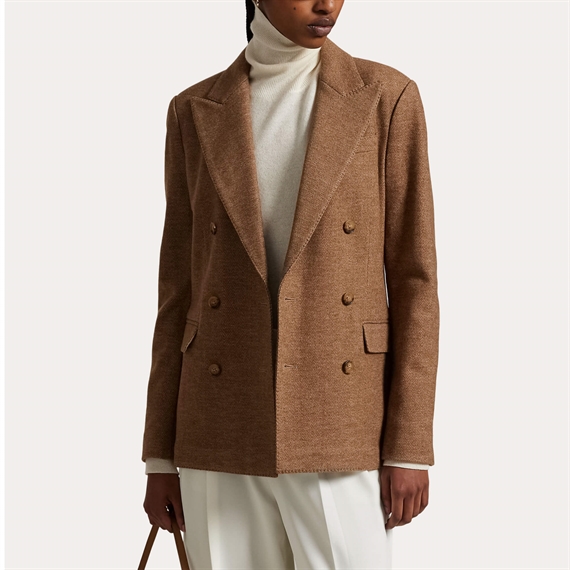 Polo Ralph Lauren Double Breasted Herringbone Blazer, Tan Herringbone